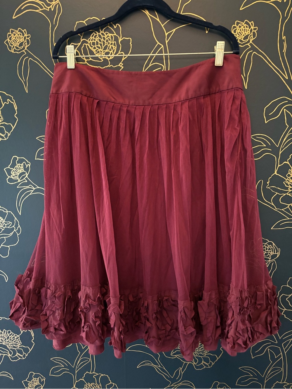 Vintage DKNY silk PLUM sheer LAYER mesh skirt FULL pockets PURPLE 12